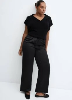 Pantalon Satiné Taille élastique -Mode Nouvelle Magasin 57085148 99 D4