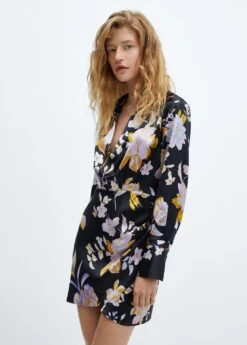 Robe Satinée En Imprimé Fleuri