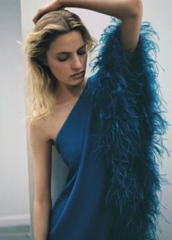 Robe Satinée Asymétrique Plumes -Mode Nouvelle Magasin 57091172 52 D6