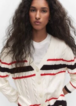 Cardigan Maille Torsadée Rayures -Mode Nouvelle Magasin 57093794 05 D1