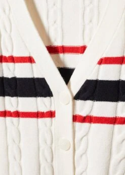 Cardigan Maille Torsadée Rayures -Mode Nouvelle Magasin 57093794 05 D8