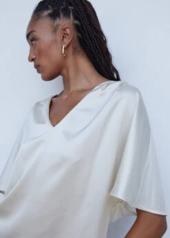 Blouse Satinée Manches Courtes -Mode Nouvelle Magasin 57093811 05 D1