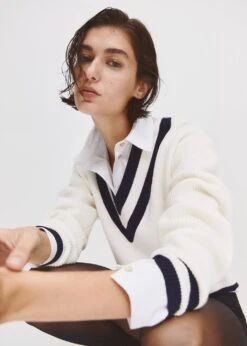 Pull-over à Col En V Contrastant -Mode Nouvelle Magasin 57094397 05 D6