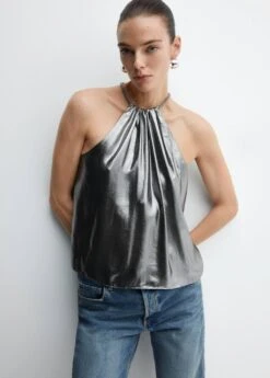 Top Halter Métallisé